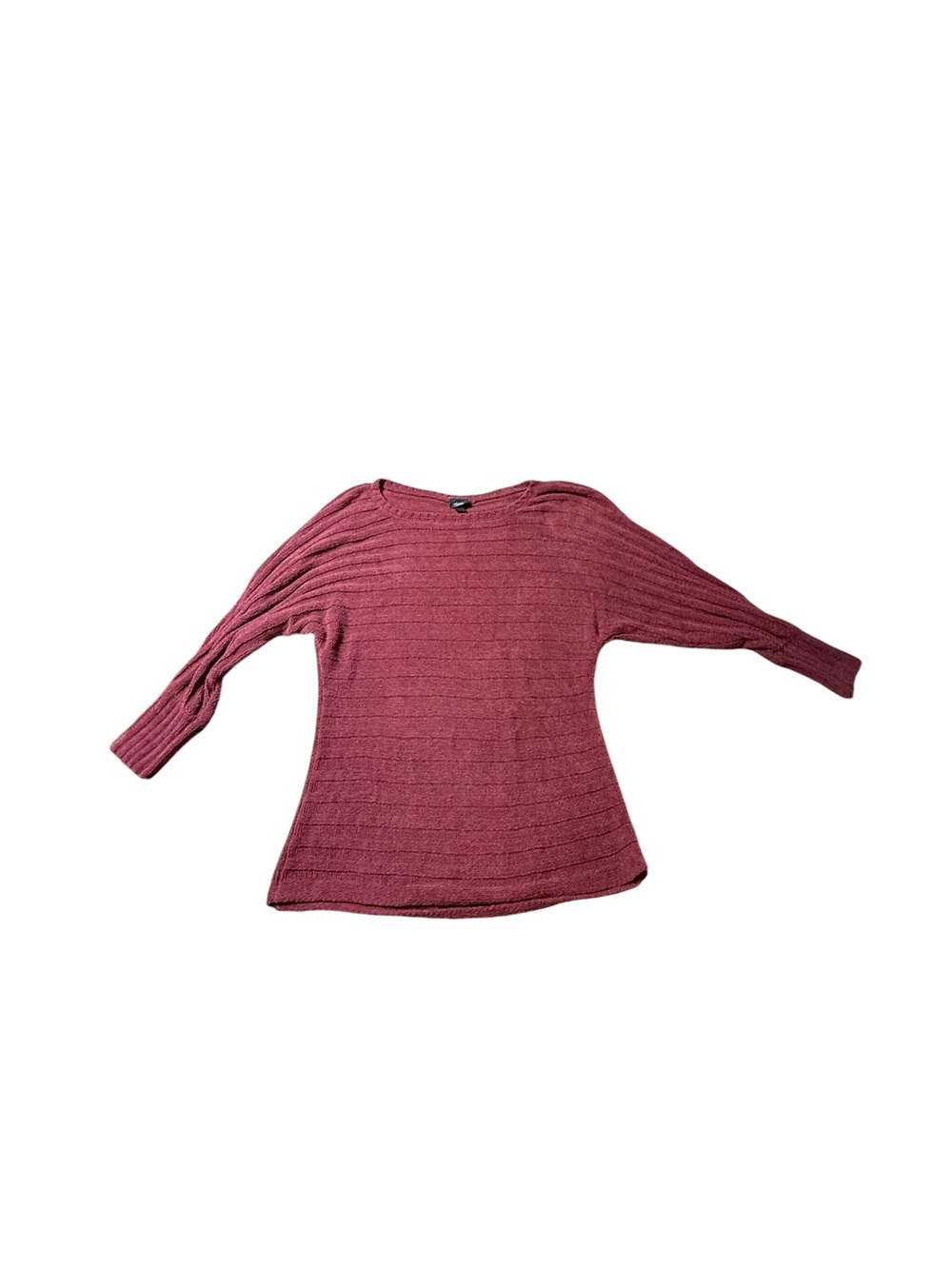 Daytrip Ribbed Knit Sweater Large Burgundy Dolman Batwing Sleeve Boat Neck Top